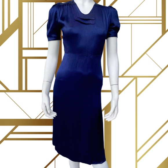 Vintage 1940s charmeuse satin vixen dress - Picture 1 of 7